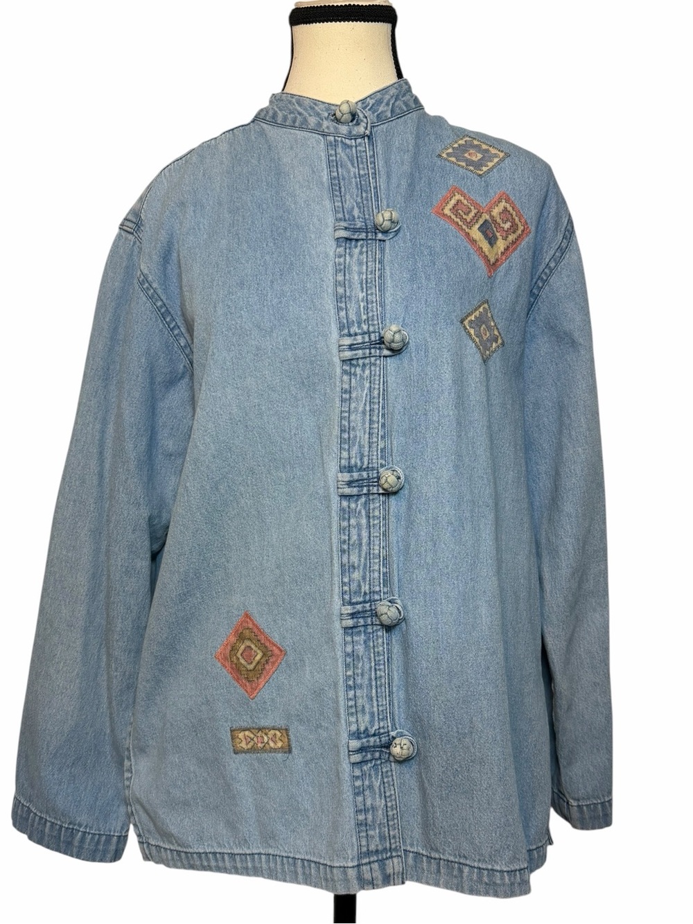 Vintage Women’s size medium denim jacket with embroidered accents western 90s